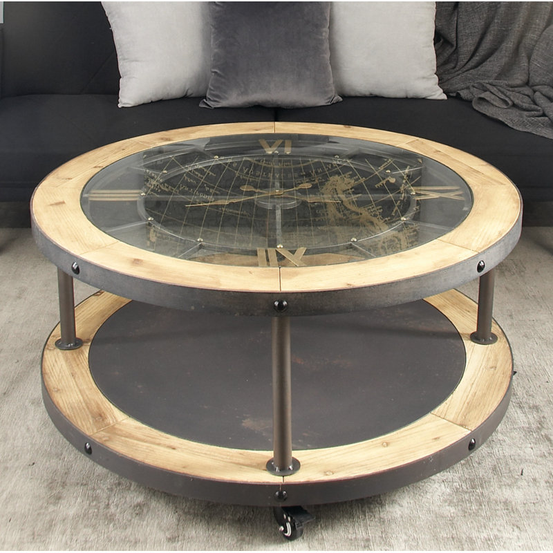 Breakwater Bay Deleon Metal and Wood Clock Coffee Table & Reviews Wayfair